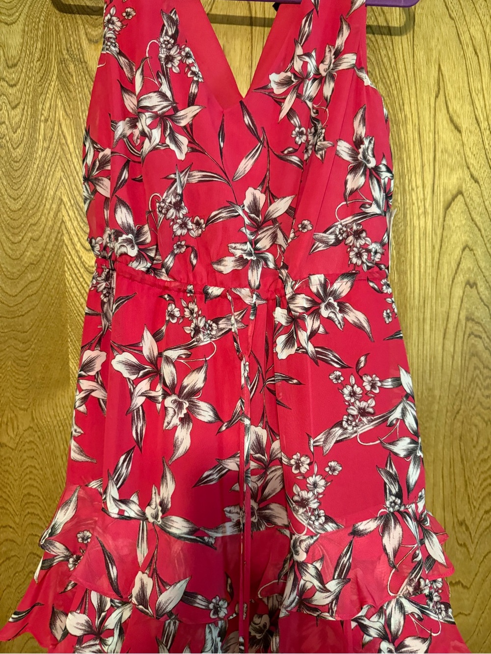 Taylor Dress Sleeveless Fuchsia Floral V-Neck Tiered Maxi Dress. NWT - Picture 3 of 12